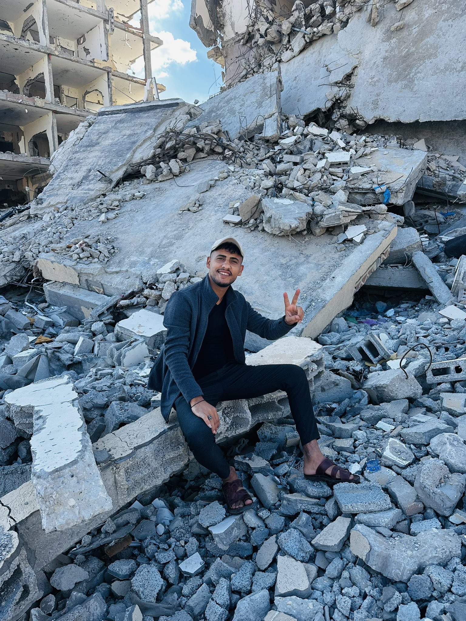 Man Amid Gaza Rubble