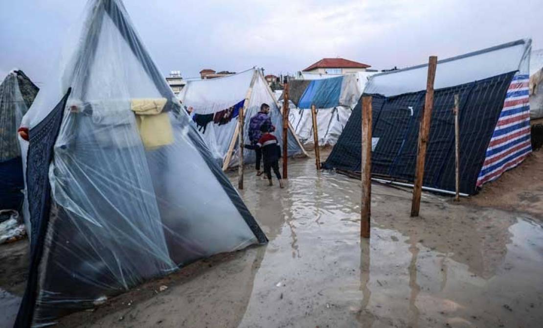 Heavy Rains Flood Tents of Displaced in Gaza