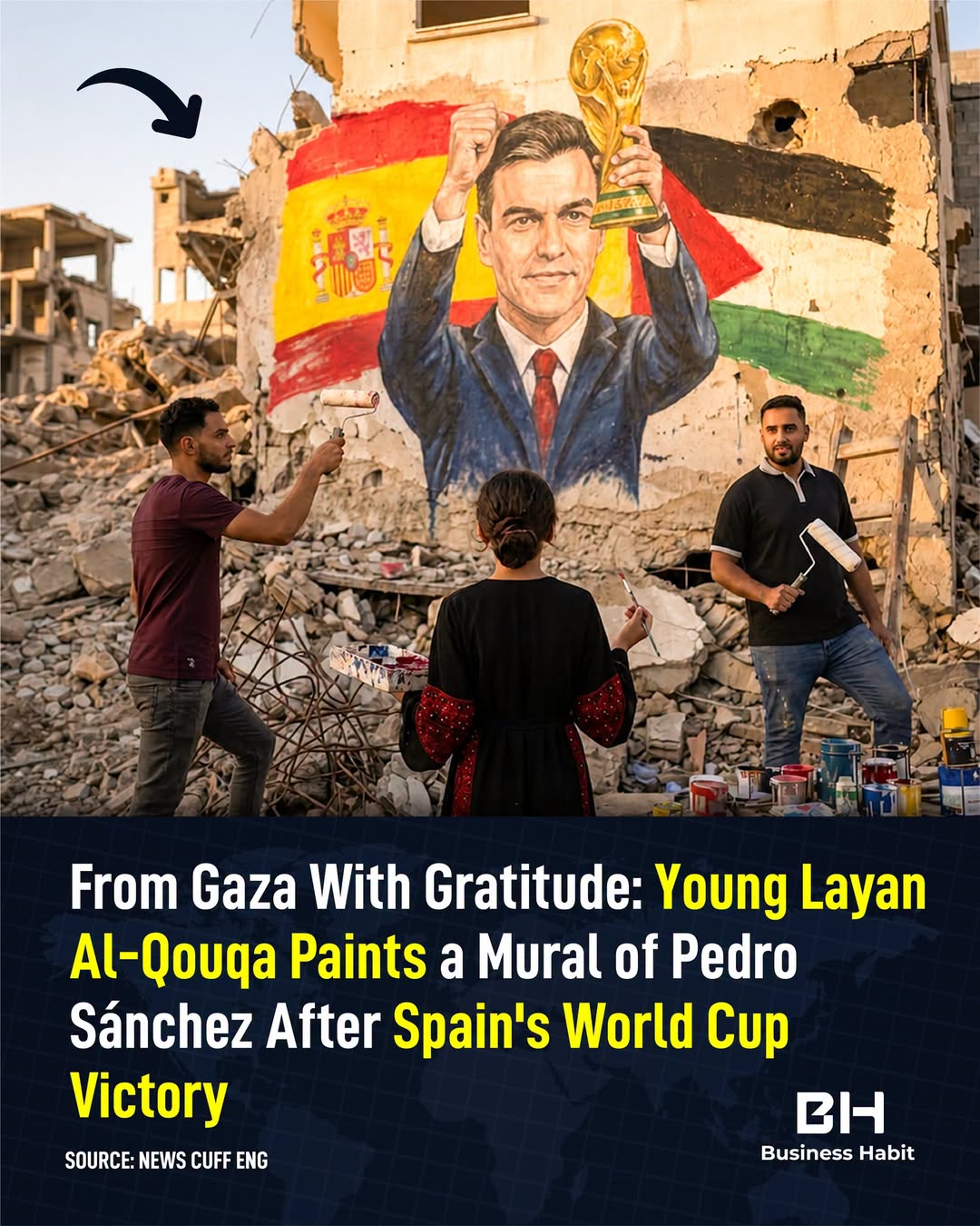 Layan, Gaza Mural, and Spanish PM Pedro Sanchez