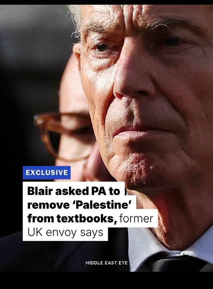Blair Asked PA to Remove Palestine From Textbooks